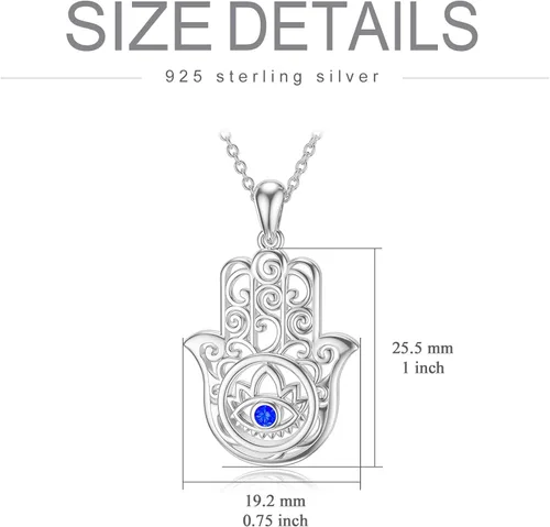 Miniatura 4 de PELOVNY Collares para mujer, regalo para el día de la madre, collar de plata de ley 925, colgante de mano de Fatima, árbol de fatima, elefante