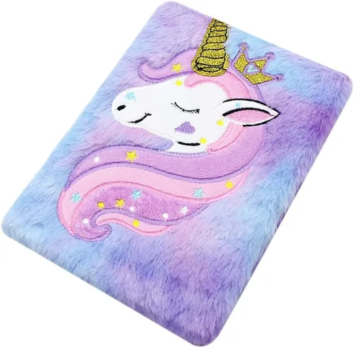 Miniatura 15 de Cuaderno de felpa difusa con bonito diario de oso de dibujos animados para niños y niñas para escribir dibujos (A5, 160 páginas rayadas)