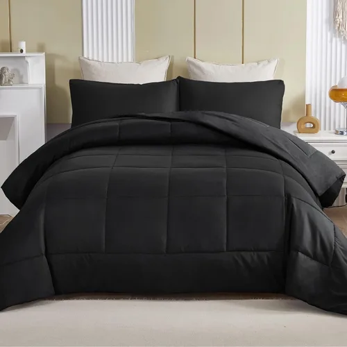 Miniatura 2 de Exclusivo Mezcla Juego de edredón ligero reversible tamaño individual, edredón alternativo al plumón con 1 funda de almohada, juego de ropa de cama