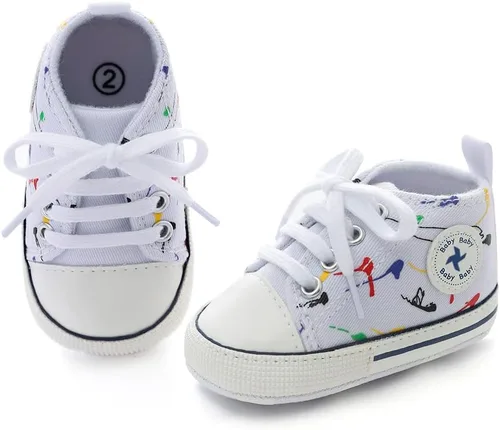 Miniatura 78 de Zapatos deportivos de lona de lona para bebés y niñas, suela antideslizante suave, suela antideslizante