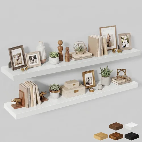 Miniatura 110 de Estantes flotantes de 48 pulgadas para pared, estante de chimenea de 10 pulgadas de profundidad, estantes flotantes de madera para pared, estantes