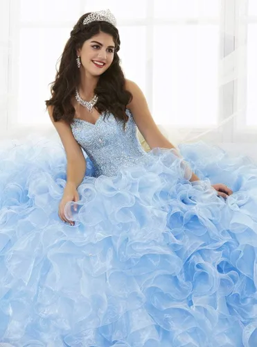 Miniatura 5 de Vestidos de fiesta de novia con cuentas pesadas para mujer, vestidos de organza con volantes, vestidos de quinceañera para Sweet 16
