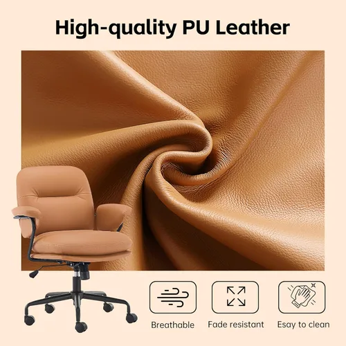 Miniatura 7 de Sillas ergonómicas de oficina en casa, silla de oficina de piel, cómoda silla de oficina con reposabrazos acolchados, silla de computadora cómoda