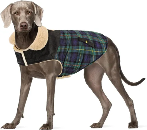 Miniatura 12 de Abrigo de invierno para perros pequeños y medianos, chaqueta a cuadros para cachorros, abrigo de algodón para clima frío, prendas cálidas y Rojo