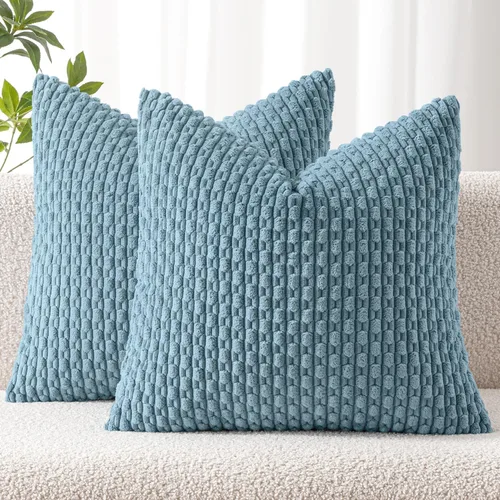 Miniatura 53 de MIULEE - Paquete de 2 fundas de cojín decorativas, modernas y boho, de terciopelo, con textura a rayas, para sofá, cama, sala de estar, decoración