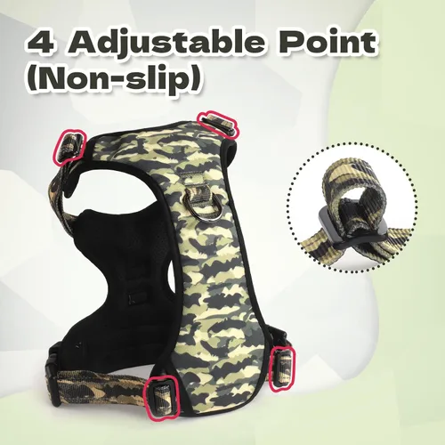 Miniatura 8 de Arnés para perro sin tirones, chaleco reflectante ajustable con clip delantero/trasero, asa de fácil control para perros de tamaño mediano, grande
