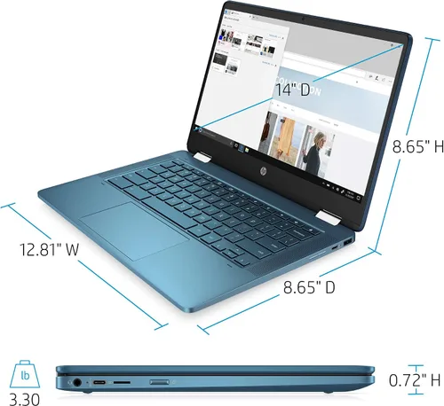 Miniatura 4 de Portátil HP X360 14a Chromebook 14" Pantalla táctil HD, Entretenimiento desde cualquier ángulo Intel Celeron, 4GB LPDDR4 64GB eMMC WiFi Cámara web