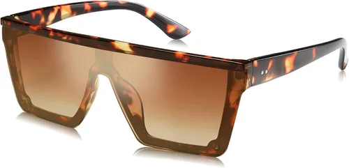 SOJOS SJ2117 - Gafas de sol cuadradas grandes para mujer marco grueso parte superior plana con espejo lentes siamesas tamaño más grande
