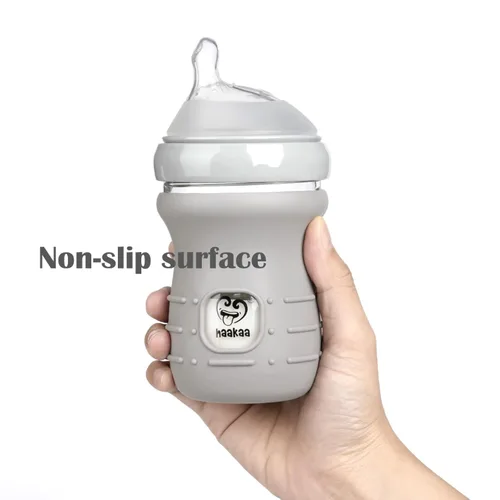 Miniatura 3 de haakaa Funda de vidrio para biberón, funda de silicona antideslizante para biberón de vidrio de cuello ancho, 4.2 onzas, 1 paquete