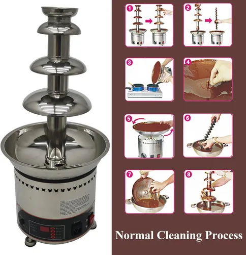 Miniatura 6 de Máquina de fuente de chocolate para fiesta, 4 niveles, acero inoxidable, fuente de chocolate caliente, fuente de cascada, fuente de fondue