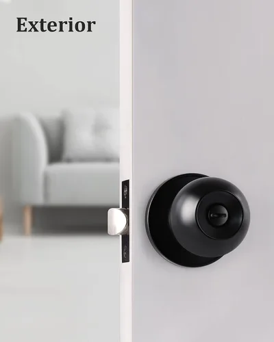 Miniatura 5 de Lanwandeng Paquete de 3 pomos de puerta de privacidad color negro mate con cerradura para dormitorio/baño, cerraduras de puerta interior sin llave