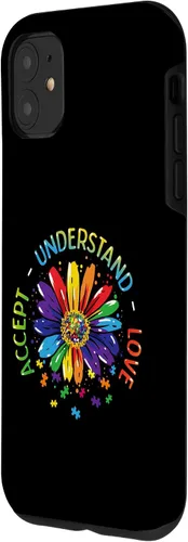 Miniatura 2 de Funda para iPhone 11 con diseño de flores ASD y arcoíris para concienciación sobre el autismo