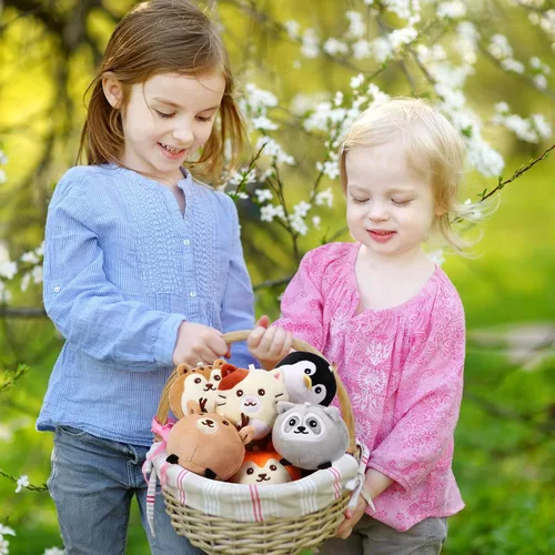 Miniatura 6 de Aoriher 8 piezas de mini animales de peluche de 3.15 pulgadas, llavero colorido de animales del bosque a granel para cumpleaños, bodas, baby shower