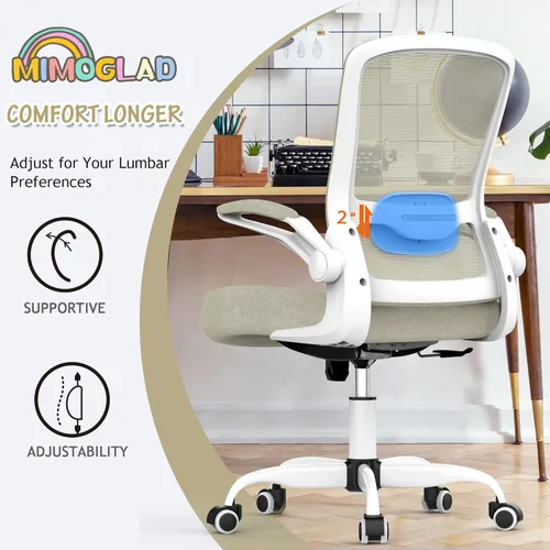 Miniatura 2 de Mimoglad Silla de oficina en casa, silla ergonómica de escritorio con respaldo alto con soporte lumbar ajustable y cojín de asiento grueso, silla