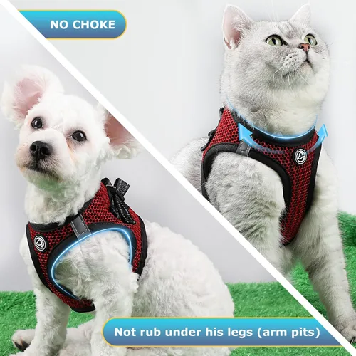 Miniatura 4 de Arnés para perro pequeño sin estrangulamiento, arnés de malla para cachorros, chaleco reflectante ligero para gatos, plateado, XS