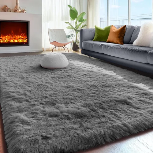 Miniatura 5 de PAGISOFE Alfombras grises lavables para sala de estar, dormitorio, alfombra de 5 x 8 pies, alfombra de felpa suave y esponjosa para dormitorio, 2