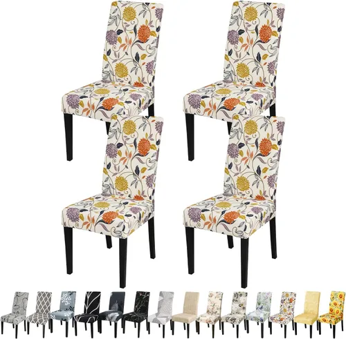 Miniatura 106 de JQinHome Juego de 8 fundas para sillas de comedor, fundas de alta elasticidad extraíbles y lavables, fundas protectoras de asiento para silla