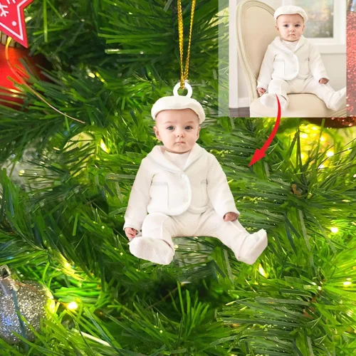 LOVELYPOD Adorno de foto personalizado,Árbol de adorno de Navidad personalizado, Adorno de forma plana 2D de foto personalizada, Foto personalizada