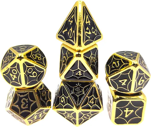 Juego de dados de metal con escamas de dragón en color negro con caja de exhibición, perfecto para juegos, equilibrio adecuado y distribución