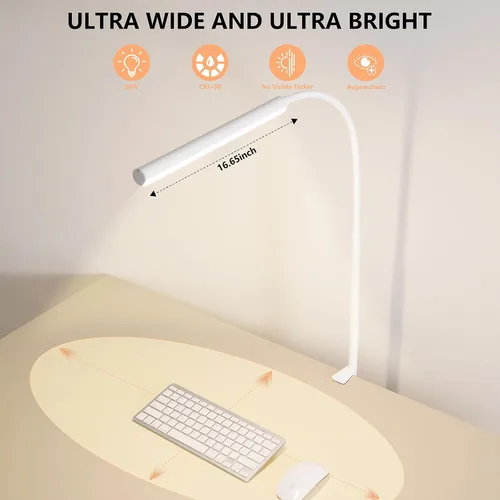 Miniatura 4 de Lámpara de escritorio LED FAPEMIH para oficina y hogar, luz de escritorio ajustable y flexible para el cuidado de los ojos con 5 modos y 10 ajustes