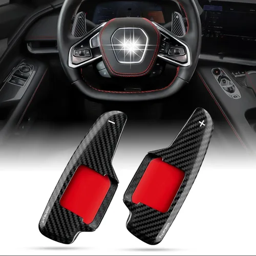 Fibra de Carbono auténtica, palanca de cambios compatible con Corvette C8 Z51 Z06 2020-2025, palanca de cambios de fibra de carbono para volante