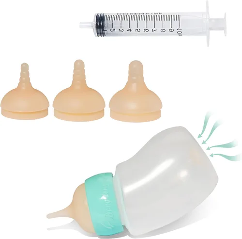 Doggiema Botellas para cachorros, pezón de alimentación de silicona y jeringas para todas las razas de cachorros y otros animales Dongdong pet