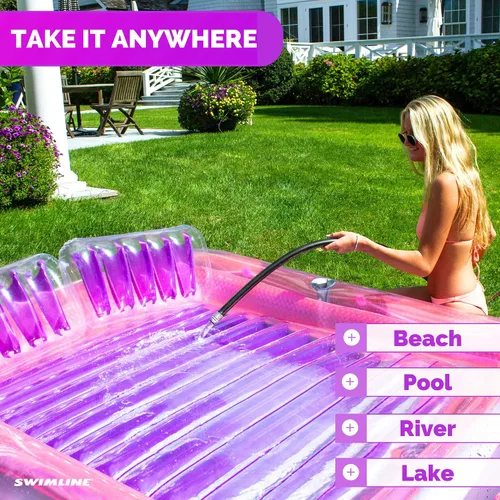 Miniatura 6 de SWIMLINE Original Suntan Tub Series Classic Inflatable Tanning Float Floating Lounge Personal Tan Pool Hybrid Lounger Adjustable Pillow Fill