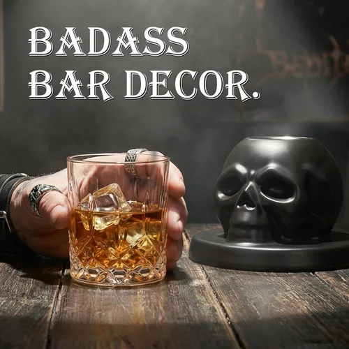 Miniatura 5 de Kit de ahumador de whisky con antorcha – Calavera de cerámica a la antigua, bourbon y cóctel – Regalos únicos para el día de San Valentín para NEGRO