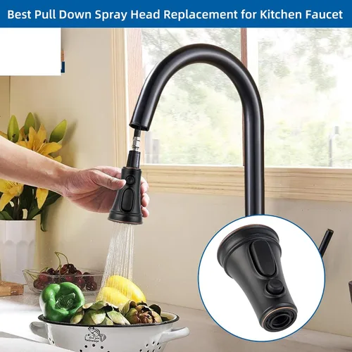 Miniatura 2 de Hibbent Repuesto de cabezal de grifo de cocina, certificado NSF/ANSI/CAN 61 y CUPC, boquilla pulverizadora de grifo extraíble de 3 funciones, 15