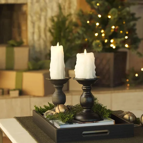 Miniatura 3 de Luminara Vela LED sin Llama con Goteo de Cera Pesada, Blanca 2.5" x 6.5", Función de Temporizador, Pilar de Cera Real, Funciona con Baterías, Sin