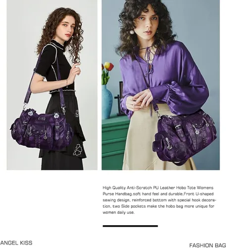 Miniatura 6 de Angel Kiss Bolsos de mano para mujer, de piel sintética suave, bolsas de hobo grandes para damas, asa superior, bolso de hombro, bolso con asa