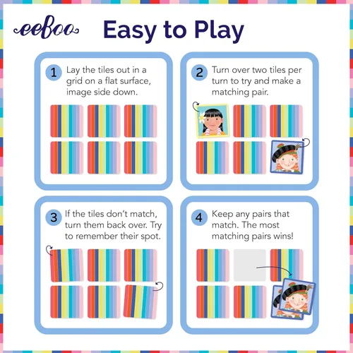 Miniatura 5 de eeBoo: I Never Forget a Face, Juego de Memoria y Emparejamiento, Desarrollo y Educación, 24 Parejas para Emparejar, Función Individual