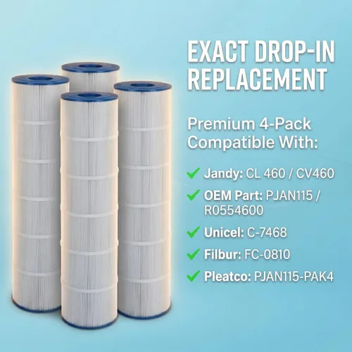 Miniatura 3 de Cartucho de filtro para piscina Jandy CL 460 (paquete de 4) 460 pies cuadrados Compatible con Jandy CL 460, CV460, PJAN115, Unicel C-7468