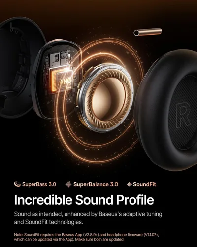 Miniatura 5 de Baseus Inspire XH1 - Auriculares adaptativos con cancelación activa de ruido, sonido por Bose, Dolby Audio, ANC adaptativo en tiempo real premium