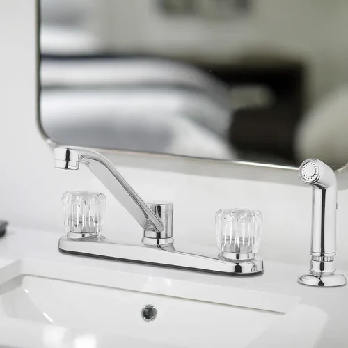 Miniatura 4 de Aqua Vista 26-K82CS-CH-AV Grifo de fregadero de cocina de dos manijas con rociador lateral, pomos redondos de cromo pulido