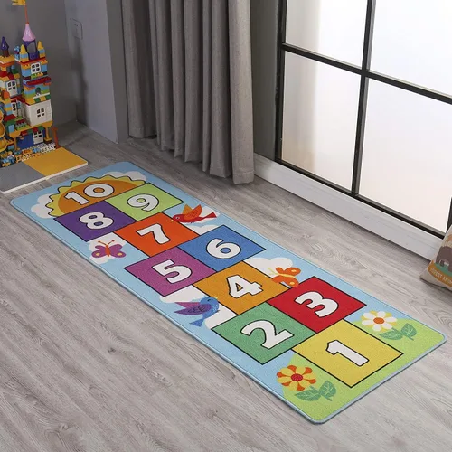 Miniatura 2 de Hop and Count Hopscotch - Alfombra de juego para niños, alfombra de juego para gatear, alfombra antideslizante de aprendizaje de números para niños