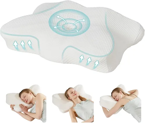 Miniatura 19 de Sweetcrispy Almohada cervical para cuello y hombro, almohadas ergonómicas de espuma viscoelástica, contorno lateral para adultos, soporte ortopédico