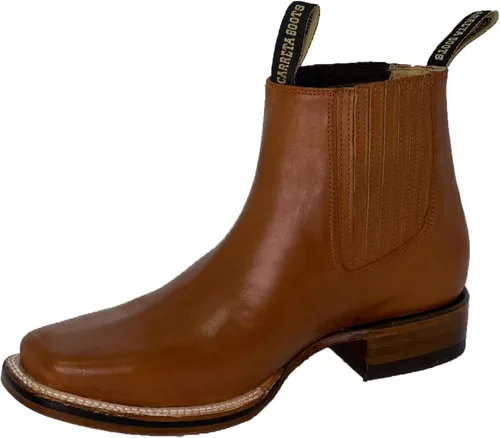 Miniatura 2 de Nuestratradicionmex Botines cortos para hombre, con punta cuadrada, hechos a mano, Rodeo, Vaquero, Rodeo, Punta cuadrada