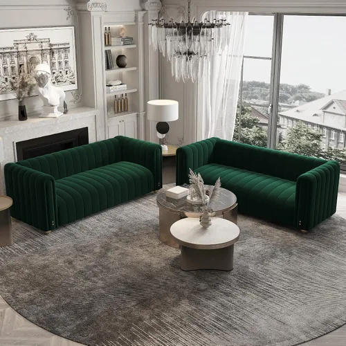 Miniatura 17 de Sofá capitonado Chesterfield de terciopelo tapizado de 81 pulgadas de ancho, 3 plazas, cómodo sofá para sala de estar, dormitorio, oficina, Negro