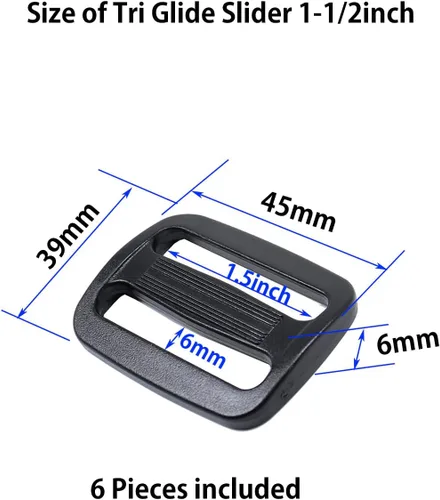 Miniatura 2 de Deslizador de tres deslizamientos, correa de hebilla deslizante de plástico resistente para correa de mochila