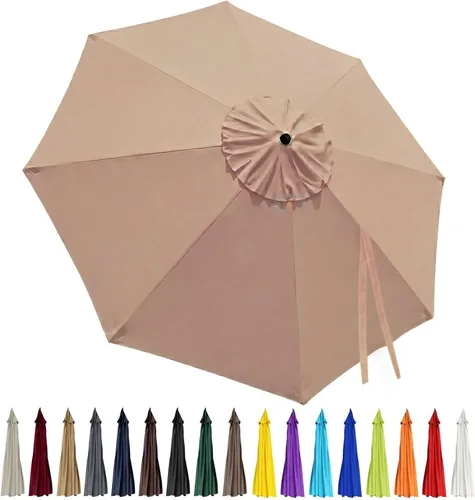 Miniatura 15 de Toldo de repuesto para sombrilla de patio de 10 pies, 8 varillas, impermeable y resistente a la decoloración, tela de poliéster gruesa para patio