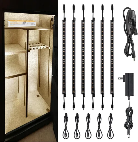 TORCHSTAR Kit de iluminación LED segura, (6) barras de luz de 12 pulgadas enlazables + interruptor basculante + adaptador de alimentación UL, 900