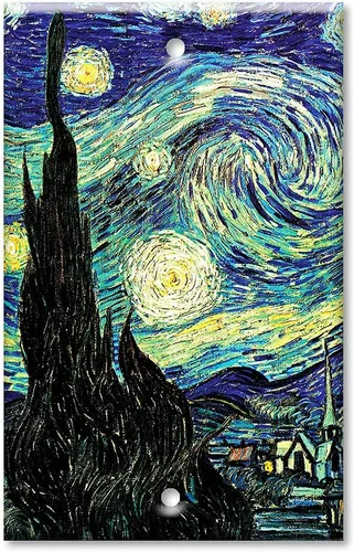 Miniatura 7 de Art Plates - Van Gogh: Placa de interruptor de noche estrellada - Palanca simple Single Toggle
