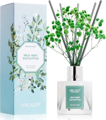 Miniatura 57 de Airkeep Juego de difusor de junco, 3.38 onzas líquidas (3.4 fl oz), difusor de aceite de niebla marina y sal marina con 8 varillas de caña, difusor