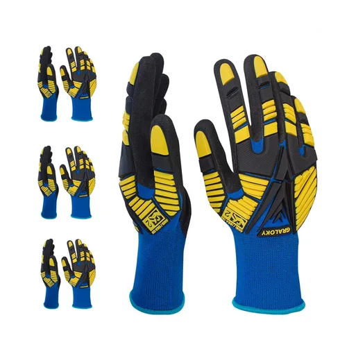 Miniatura 11 de 3 pares de guantes de trabajo, guantes resistentes a los impactos con goma para hombres y mujeres, guantes de nitrilo resistentes a cortes, guantes