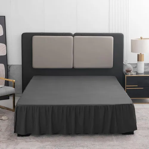TSUTOMI Falda de Cama Negra Tamaño Twin con Volantes y Esquinas Divididas, Falda de Cama Twin Caída de 12 Pulgadas, Falda de Cama Tamaño Twin Negra