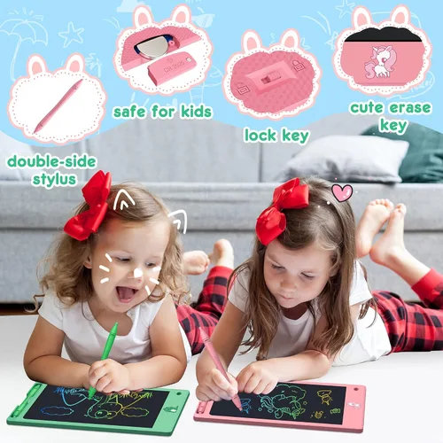 Miniatura 2 de FLUESTON Tableta de escritura LCD para niños, tableta de dibujo para niños y niñas de 3, 4, 5, 6, 7, 8 años, 8.8 pulgadas, 3 piezas en 1 paquete
