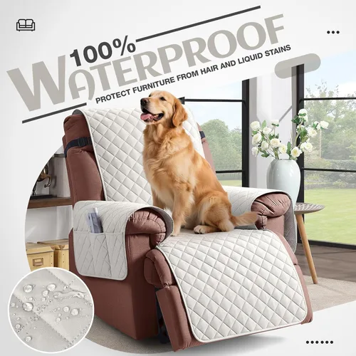 Miniatura 3 de KinCam Funda 100% impermeable para silla reclinable, fundas de sofá reclinable para mascotas, perros, funda de sofá reclinable, protector de muebles