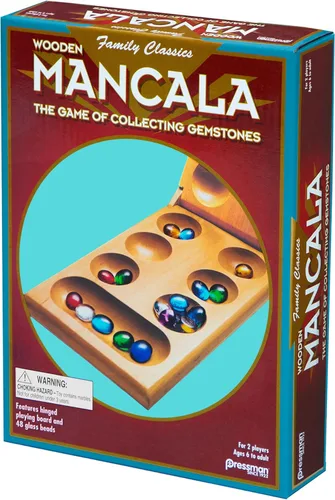Miniatura 6 de Pressman Juego de Mesa Mancala Divertido juego clásico para adultos y niños Incluye 48 piedras de Mancala de vidrio y tablero de juego de madera