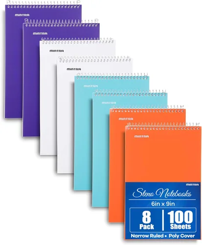 Miniatura 15 de Mintra Office Steno Book - (colores pastel, 4 blocs por paquete, con rayas Gregg) – 6 x 9 pulgadas, 70 hojas, cuaderno para escribir notas